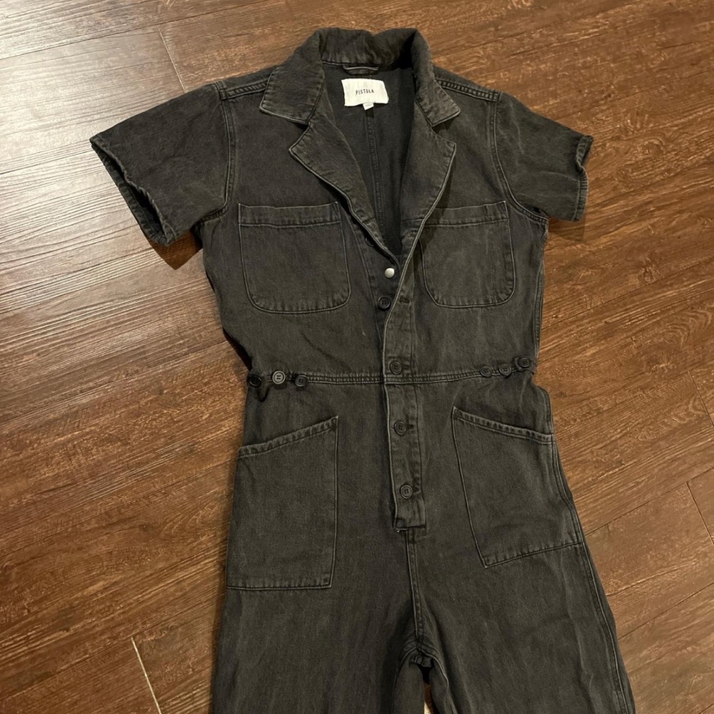Pistola Black Denim Jumpsuit